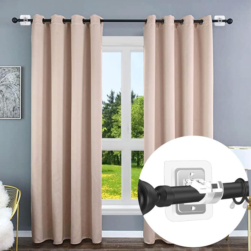 Codoule 10PCS Curtain Rods No Drilling,Bracket No Drill Curtain Rod Brackets Self Adhesive Curtain Rod Holders Nail Free Adjustable Curtain Rod Hooks Curtain Hangers for Bathroom Kitchen Bathroom Hotel - Image 2